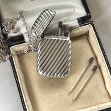 Load image into Gallery viewer, Antique Sterling Silver Miniature Vesta Match Safe Pendant, Chester 1901 Payton Pepper, Victorian Chatelaine Accessory