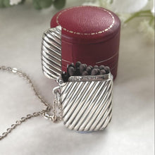 Load image into Gallery viewer, Antique Sterling Silver Miniature Vesta Match Safe Pendant, Chester 1901 Payton Pepper, Victorian Chatelaine Accessory