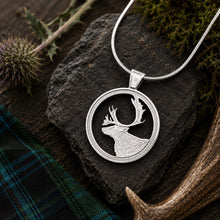 Charger l'image dans la galerie, Vintage Sterling Silver Stag Pendant Necklace