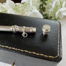 Load image into Gallery viewer, Antique Victorian Sterling Silver Propelling Pencil Pendant, Rare Seal Matrix & Hidden Lead Reservoir c1890