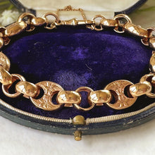 Carica l'immagine nel visualizzatore di Gallery, Antique Victorian Heavy 9ct Rose Gold Belcher Bracelet with Floral Engraved Anchor Links