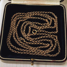 Load image into Gallery viewer, Antique Victorian 9ct Rose Rolled Gold Guard Chain. 56" (142cm) Belcher/Rolo Link Gold-Filled Muff Chain Necklace