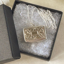 Load image into Gallery viewer, Antique Victorian Sterling Silver Vinaigrette Pendant, 1846 Edward Smith Miniature Book Necklace