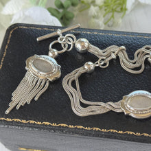 Load image into Gallery viewer, Antique Victorian Sterling Silver Albertina with Sliding Charms and Tassel, Circa 1840