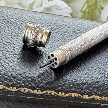 Load image into Gallery viewer, Antique Victorian Sterling Silver Propelling Pencil Pendant, Rare Seal Matrix & Hidden Lead Reservoir c1890
