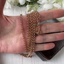 Load image into Gallery viewer, Antique Victorian 9ct Rose Rolled Gold Guard Chain. 56" (142cm) Belcher/Rolo Link Gold-Filled Muff Chain Necklace