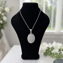 Load image into Gallery viewer, Large Antique Victorian Sterling Silver Photo Locket Pendant, Engraved Oval Keepsake