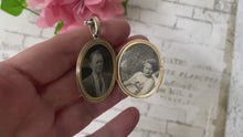 Load and play video in Gallery viewer, Vintage 1950s Silver Photo Locket Pendant On Short Chunky Belcher Chain
