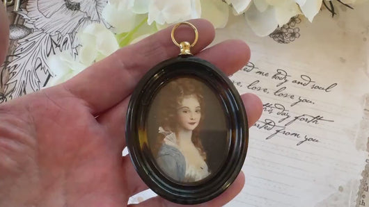 Antique Georgian British Portrait Miniature Pendant, Lady Georgiana Duchess of Devonshire