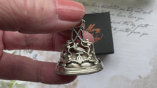 Laden und Abspielen von Videos im Galerie-Viewer, Rare Antique Georgian Early Slag Glass Large Sterling Silver Seal Fob Pendant