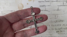 Load and play video in Gallery viewer, Vintage English Sterling Silver Cross Pendant Necklace
