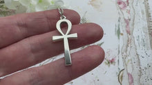 Load and play video in Gallery viewer, Vintage James Avery Sterling Silver Ankh Cross Pendant Necklace
