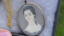Load and play video in Gallery viewer, Antique Georgian Gold Gilded Portrait Miniature Locket Pendant
