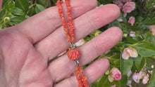 Load and play video in Gallery viewer, Victorian Carved Coral Bead 2-Strand Necklace
