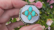 Load and play video in Gallery viewer, Vintage 9ct Gold &amp; Turquoise Marquise Ring
