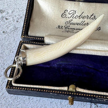 Load image into Gallery viewer, Antique Victorian Boars Tusk Sterling Silver Breloque Pendant