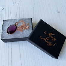 Charger l'image dans la galerie, Edwardian 9ct Rose Gold Paste Amethyst Pendant & Chain