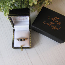 Cargar imagen en el visor de la galería, Vintage 9ct Gold Edwardian Revival Sapphire & Diamond Boat Ring