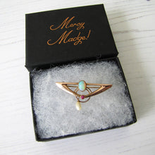 Charger l'image dans la galerie, Murrle Bennett Art Nouveau Opal, Ruby & Pearl 9ct Gold Brooch - MercyMadge