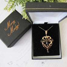 Charger l'image dans la galerie, Art Nouveau 9ct Gold and Amethyst Pendant Necklace