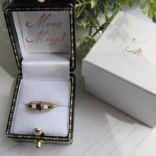 Charger l'image dans la galerie, Vintage 9ct Gold, Sapphire & White Opal Victorian Style Ring, London 1984. - MercyMadge