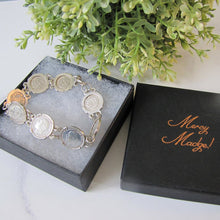 Load image into Gallery viewer, Vintage British 1930s 'Thrup'nny Bit' Silver Coin Bracelet