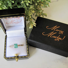 Charger l'image dans la galerie, Art Deco Square Cut Emerald & Diamond Engagement Ring