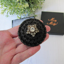 Charger l'image dans la galerie, Victorian Irish Bog Oak & Paste Diamond Shamrock Brooch