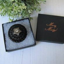 Charger l'image dans la galerie, Victorian Irish Bog Oak & Paste Diamond Shamrock Brooch