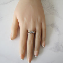 Load image into Gallery viewer, 1970s Vintage 9ct Gold 3 Stone Trilogy Ring, Clear White Zircons - MercyMadge