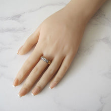 Load image into Gallery viewer, 1970s Vintage 9ct Gold 3 Stone Trilogy Ring, Clear White Zircons - MercyMadge