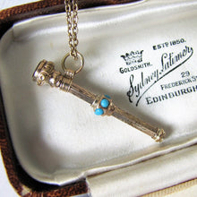 Charger l'image dans la galerie, Victorian 15ct Gold & Turquoise Pencil Pendant Fob - MercyMadge