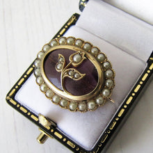 Cargar imagen en el visor de la galería, Antique 9ct Gold, Amethyst & Seed Pearl Tulip Brooch - MercyMadge