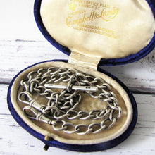 Charger l'image dans la galerie, Victorian Double Albert Silver Pocket Watch Chain With Sliding T Bar, 1864 - MercyMadge