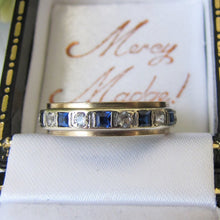 Cargar imagen en el visor de la galería, 9ct Gold, Sapphire & CZ Diamond Eternity Ring