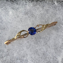 Charger l'image dans la galerie, Antique 9ct Gold, Blue Iolite & Pearl Stock Pin