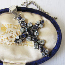 Charger l'image dans la galerie, Victorian Amethyst & Blue Topaz Silver Cross Pendant