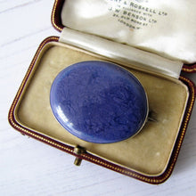 Charger l'image dans la galerie, Silver Antique Arts & Crafts Blue Pottery Brooch, Signed Ruskin - MercyMadge