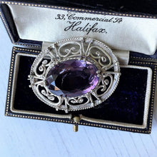 Cargar imagen en el visor de la galería, Antique Victorian Amethyst & Silver Celtic Knot Work Brooch. Scottish Cairngorm Jewellery