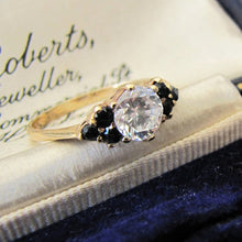 Charger l'image dans la galerie, Vintage 9ct Gold Sapphire & CZ Diamond Ring, London 1981. - MercyMadge