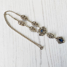 Cargar imagen en el visor de la galería, Edwardian Paste Diamond & Sapphire Lavalier Necklace