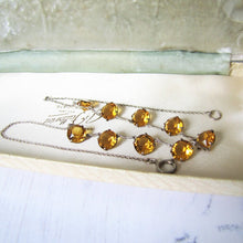 Charger l'image dans la galerie, Art Deco Citrine Necklace, Sterling Silver Czech Glass Crystal Necklace. - MercyMadge