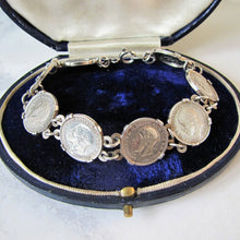 Load image into Gallery viewer, Vintage British 1930s Thrup'nny Bit Silver Coin Bracelet