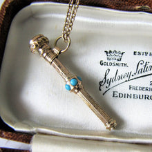 Charger l'image dans la galerie, Victorian 15ct Gold & Turquoise Pencil Pendant Fob - MercyMadge