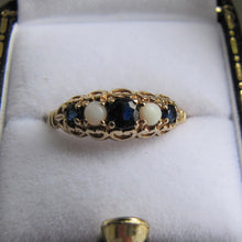 Charger l'image dans la galerie, Vintage 9ct Gold, Sapphire & White Opal Victorian Style Ring, London 1984. - MercyMadge