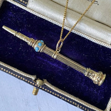 Charger l'image dans la galerie, Victorian 15ct Gold & Turquoise Pencil Pendant