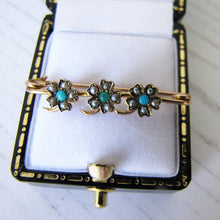 Charger l'image dans la galerie, Antique Victorian 15ct Gold, Turquoise & Pearl Stock Pin - MercyMadge