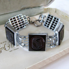 Cargar imagen en el visor de la galería, Art Deco Carnelian Carved Intaglio Silver Bracelet