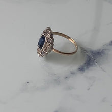 Charger l'image dans la galerie, Art Deco 9ct Gold Paste Diamond & Sapphire Ring - MercyMadge