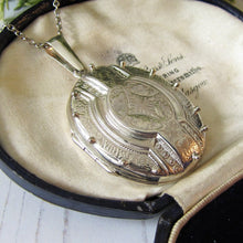Load image into Gallery viewer, Vintage Sterling Silver Large Victorian Style Book Chain Locket - MercyMadge